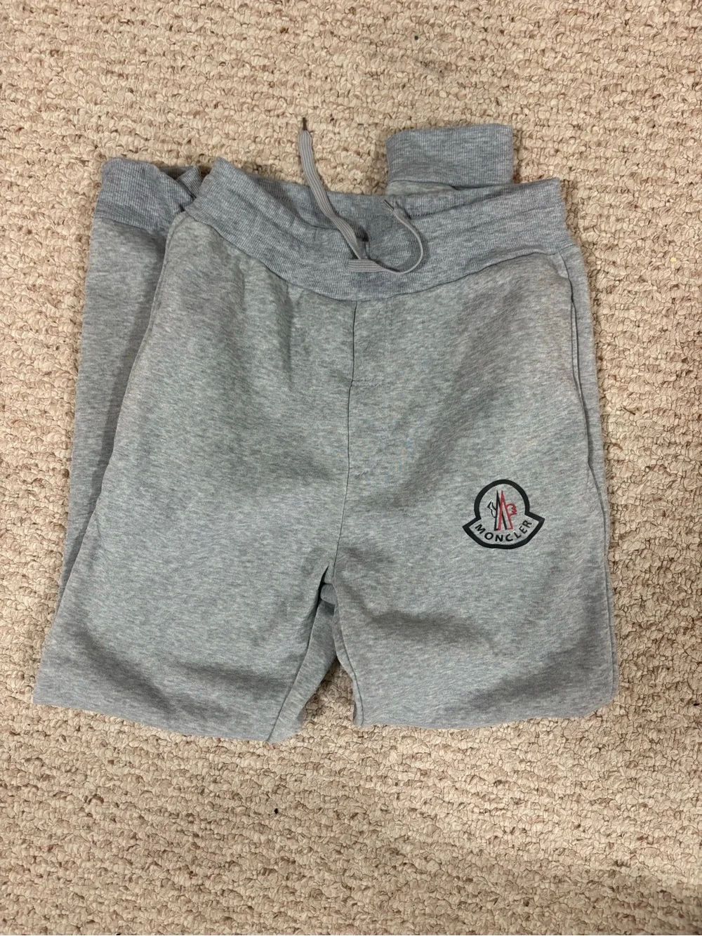 Moncler Light Gray Men's Sweatpants with Logo Patch